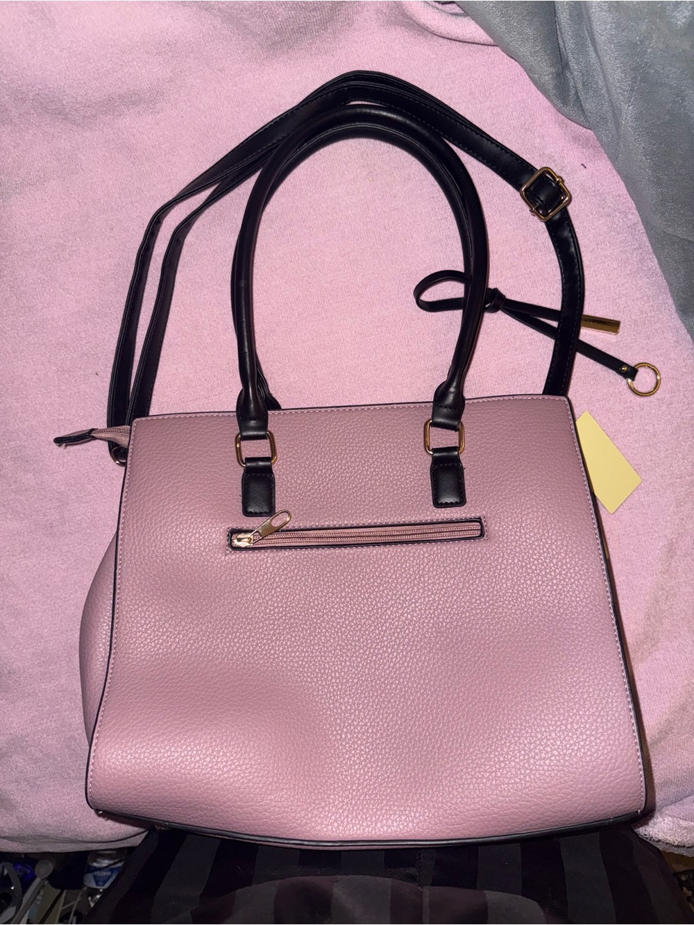 Women's Pink Crossbody Bag with Black Trim - Picture 6 of 7